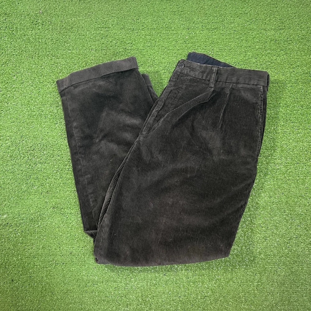 Vintage Brooks Brothers Corduroy Pants 38 X 30 Pleated Cuffed Elliot Preppy Gray